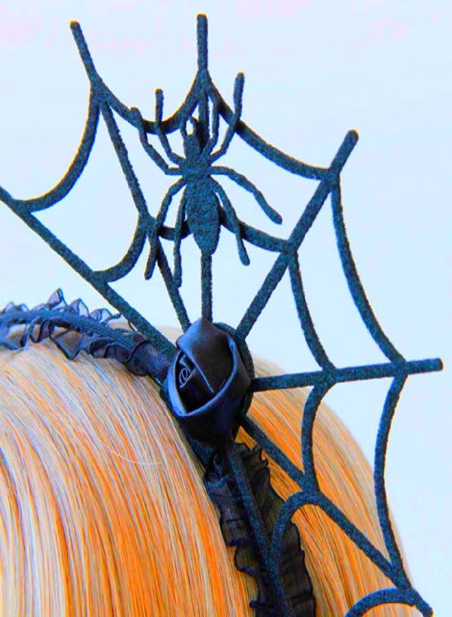 JIALWEN Halloween Spider Web Hair Hoop Cosplay Masquerade Spider Headband Costume Accessory (Black) - Image 5
